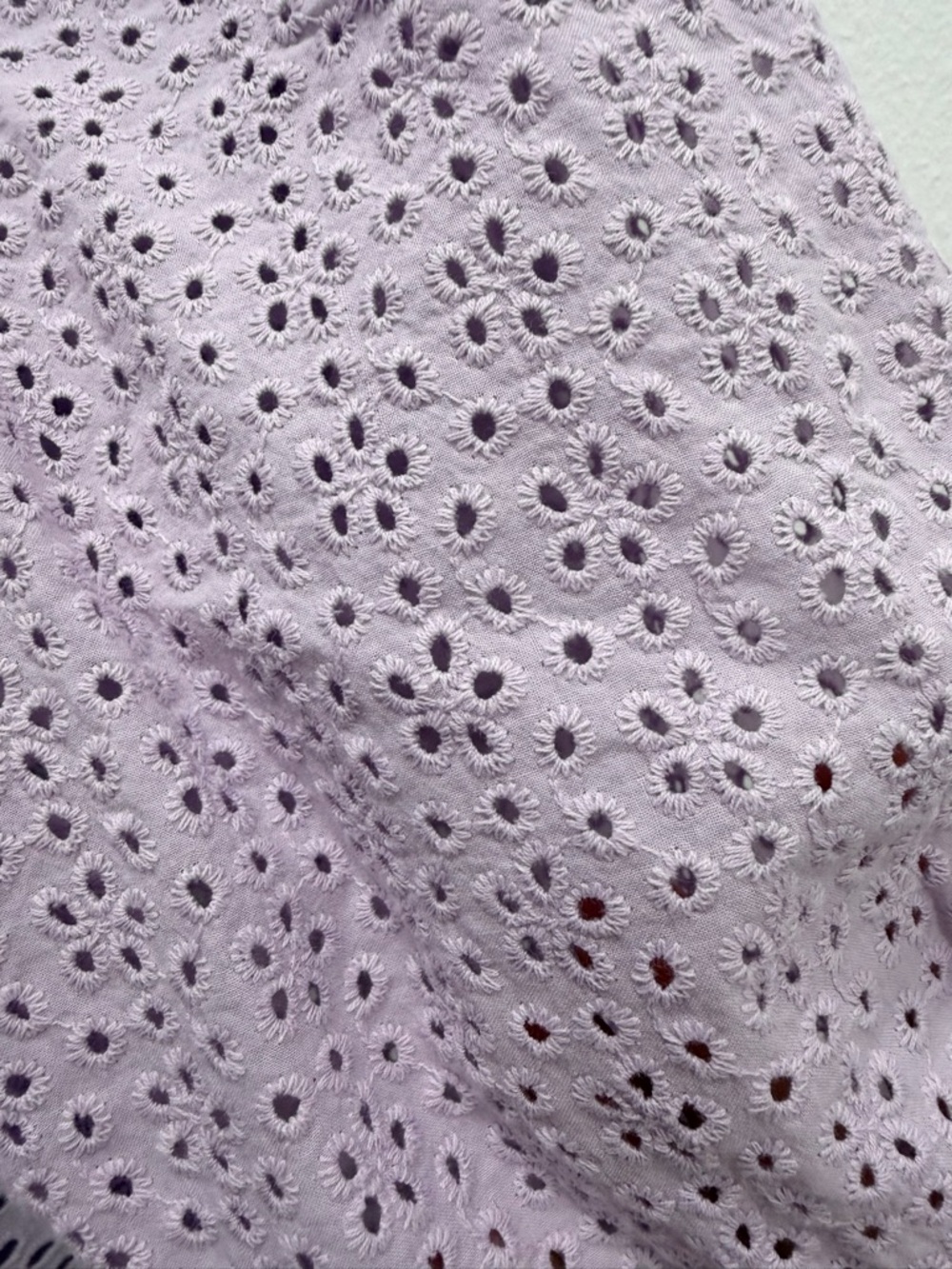 H&M Lilac Eyelet Embroidered Puff Sleeve Mini Dress Square Neck 100%Cotton SizeM - Picture 7 of 7